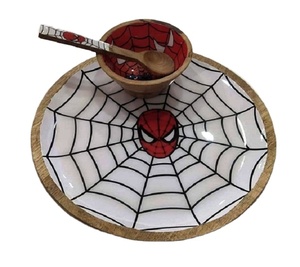 Plat rond émaillé en bois de manguier et assiettes de qualité artisanale pour la cuisine de bébé vente en gros de plateaux de service de l'Inde - Product Image 2