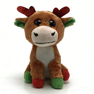 Customized reindeer plush, christmas rudolph stuffed animal, <b>red</b> <b>glitter</b> antler deer doll, big eye festive plush, xmas decor toy - Product Image 3