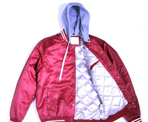 Blouson matelassé unisexe style universitaire, manches blanches, fermeture boutonnée, style décontracté, coupe classique, pour l'automne, couleurs personnalisables - Product Image 3