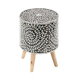 Mesa de Cajones con Incrustaciones de Hueso de ILAHI, con Base de Latón, Diseño Moderno, Detalles de Ágata, Almacenamiento de Tres Niveles, Mueble Portátil para el Hogar - Product Image 6