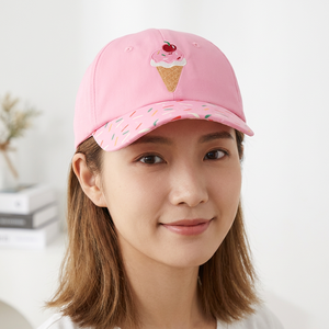 Casquette de baseball brodée en forme de cornet de crème glacée rose avec bord à confettis, unisexe, style décontracté printemps-été - Product Image 5