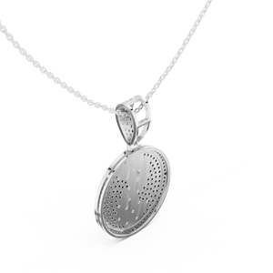 Collar con Colgante de Diamante Cultivado en Laboratorio en Oro Blanco de 14K, Diseño de Signo de Dólar con Diamantes, Colgante Redondo con Símbolo de Dinero - Product Image 4