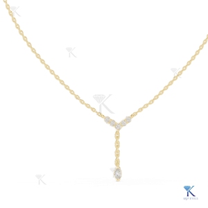 สร้อยคอรูปตัว Y ประดับเพชรเลี้ยงในห้องปฏิบัติการ ทองคำแท้ 14K 18K สำหรับผู้หญิง ดีไซน์คลาสสิก ทรงหยดน้ำ ประดับเพชรทรงเหลี่ยม งานละเอียด เหมาะสำหรับงานปาร์ตี้ - Product Image 1