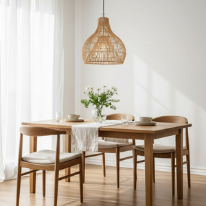 Lampe suspendue en rotin tissé à la main, luminaire décoratif d'intérieur, style nordique, en bambou naturel, luminaire décoratif d'intérieur, idéal pour un séjour à domicile - Product Image 4