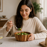 Grand saladier en bois d'acacia fait main de 12 pouces pour servir les fruits |   Table de salle à manger de style moderne et rustique, écologique et durable