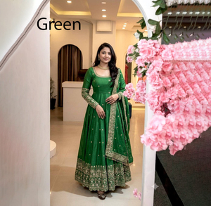 PinkCityBlocks Traje Tradicional Indio-Pakistaní Verde, de Terciopelo Viscosa Crujiente, Sin Arrugas, de Secado Rápido, Estilo Afgano, para Fiesta, Invierno - Product Image 1