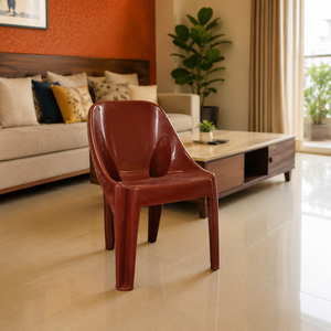 Modern <b>Stackable</b> Plastic Manual Armless Cross Back <b>Stackable</b> Living Room Dining <b>Chair</b> Contemporary Design Red Color Carpet - Product Image 4