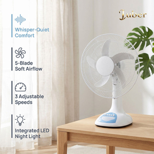 Ventilateur de bureau portable rechargeable 12 pouces blanc 3 pales avec batterie et chargeur 8000mAh - Product Image 2