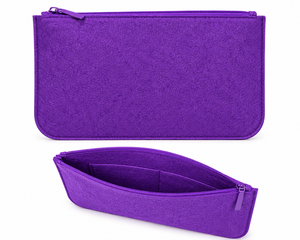Pochette cosmétique bleue à fermeture éclair, trousse de toilette portable, étui de rangement de voyage, pochette en feutre - Product Image 2