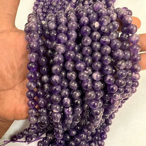 Perles de qualité supérieure, polies, naturelles, violettes, rondes, pour la fabrication de bijoux, bracelets, colliers, vente en gros - Product Image 1