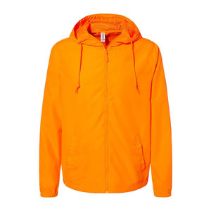 Chaqueta Deportiva Impermeable Ligera con Capucha y Cierre Completo de Independent Trading Co, Color Naranja - Product Image 1