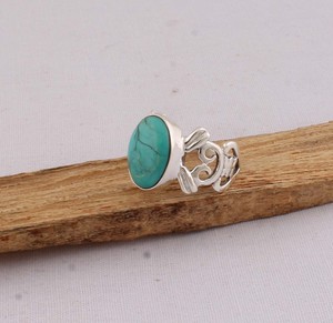 Natural Turquoise <b>Ring</b> 925 Sterling Silver Vintage Style Genuine Blue Gemstone <b>Ring</b> for Women Handcrafted <b>Boho</b> Ethnic Jewelry - Product Image 4