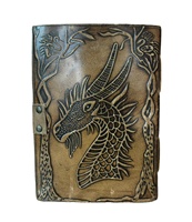 Nouveau carnet à couverture rigide A5 rectangulaire en cuir gaufré dragon, cousu main, bord festonné, éco-responsable, vente en gros New Era