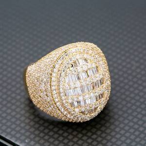 Bague pour homme en argent 925, sertie à la main, avec diamant Moissanite VVS taille ronde, style Iced Out, Hip Hop, luxe, pour homme - Product Image 2