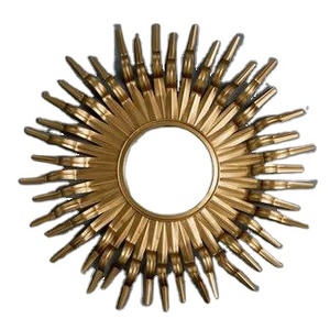 Miroir mural rustique moderne avec motif étoile et feuille intégré, cadre en laiton, décor en bois et fer, la vague métallique faite à la main pour les mariages - Product Image 2