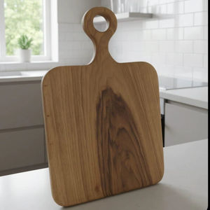 Planche de service en bois de noyer faite à la main 45cm x 30cm, planche à découper en bois massif avec trou de poignée rond, planche de cuisine à grain de bois - Product Image 1