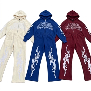 High Quality Lightweight Breathable Solid Acid Wash Sweatpants Hoodie Set Custom Logo <b>Vintage</b> <b>Tracksuit</b> Training Wear Terry - Product Image 3