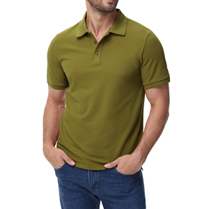 Polo de Manga Corta para Hombre, Color Verde Oliva, de Alta Calidad, 100% Algodón, Secado Rápido, Tejido de Punto, Color Sólido, Estilo Casual - Product Image 4