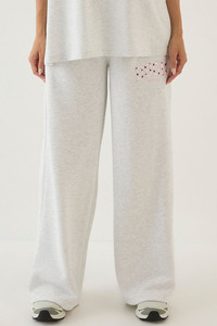Pantalones de chándal anchos para mujer, color gris ceniza, de corte holgado, cintura alta, pierna recta, informales, para descanso o deporte, venta al por mayor - Product Image 3