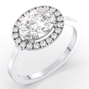 Bague Halo en or massif 14 carats REYES Classic Design, sertie d'un moissanite ovale de 1,27 carat, pour femme, élégante bague de fiançailles solitaire. - Product Image 2