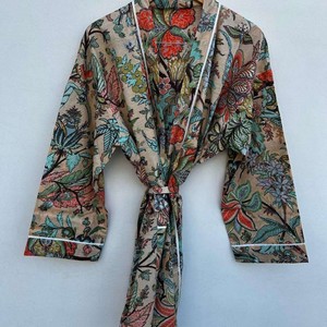 Túnicas Largas de Algodón con Estampado Floral para Mujer, Venta al por Mayor, Kimonos de Seda de Alta Calidad, Ropa de Dormir, Ropa de Baño - Product Image 3