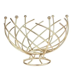 Modern Metal Wire Bowl Gold Finish Handmade Decorative Fruit Snack Holder - Product Image 1