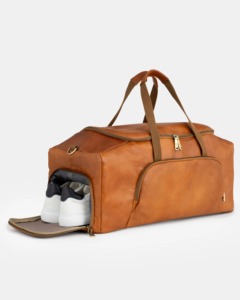 Sac de voyage de luxe en cuir véritable avec compartiment à chaussures zippé, sac de week-end vintage pour homme, grande capacité, sac de sport, bagage à main - Product Image 1