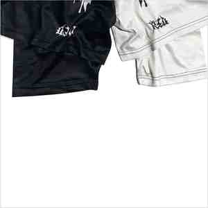 Men's <b>Black</b> White Split Design 3D Printed Sweat-Wicking Mid Waist Satin Shorts with Elastic Waist <b>String</b> Decoration Street Style - Product Image 4