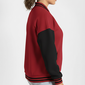 เสื้อแจ็คเก็ตวาร์ซิตี้ผู้หญิงแบบสั่งทำ ปักโลโก้ คุณภาพสูง ทำจากผ้าขนสัตว์ แจ็คเก็ตเบสบอล - Product Image 3