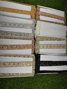 ขอบผ้าประดับคริสตัลและเลื่อมลายรัศมีทองอร่าม ปักด้วยมืออย่างประณีต สำหรับชุดเจ้าสาวและชุดราตรี ชุดประจำชาติแบบดั้งเดิม - Product Image 3