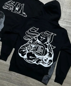 Men's <b>SDL</b> Hoodie Custom Logo Screen Printing Streetwear Plain Dyed 100% Cotton Oversized New Articles Pullover <b>SDL</b> Hoodie Men's - Product Image 3