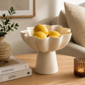 Bol en forme de fleur de 9,7 pouces de diamètre pour servir les aliments, vaisselle décorative pour les fêtes - Product Image 5