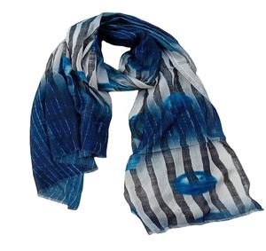 Vente en gros 100% coton modal à la mode Aqua Pinstripes foulards en soie imprimés numériquement dernières conceptions innovantes châles extrêmement - Product Image 1