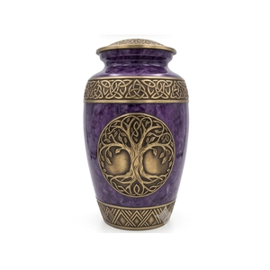 Urna Funeraria de Latón para Adultos con Diseño de Árbol Grabado, Acabado Pulido y Azul, Duradera y Personalizable, 200 Pulgadas Cúbicas - Product Image 4