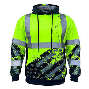Combinaisons en laine réfléchissantes à capuche pour hommes, haute visibilité, jaune-vert, imprimé par sublimation, imperméables, color block, 220g, fermeture éclair - Product Image 6