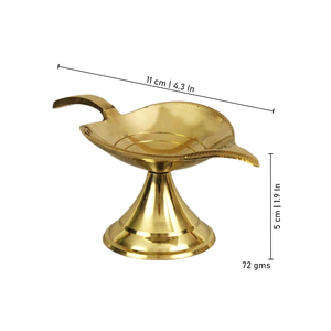 Diya en laiton à motif de feuille pour Puja Aarti, lampe à huile traditionnelle Peetal, Deepak Deepam pour Diwali, maison, mandir, temple, culte - Product Image 2