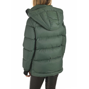 Chaqueta de Invierno Acolchada Verde para Mujer con Capucha, Manga Larga, Relleno Grueso de Poliéster, Resistente al Viento, Cierre de Cremallera, Largo Regular - Product Image 3