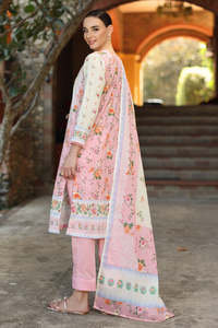 Ensemble Kurta pour femmes en coton imprimé floral, longueur cheville, avec pantalon rose et dupatta, tenue décontractée traditionnelle indienne et pakistanaise - Product Image 5