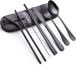 Juego de Cubiertos de Comedor Modernos de Primera Calidad, Ecológicos, de Acero Inoxidable con Recubrimiento de Polvo Negro, para Fiestas, Bodas, Restaurantes, Alta Calidad - Product Image 1