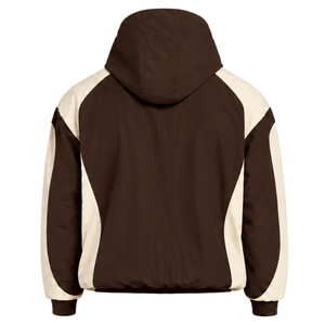 Veste coupe-vent à capuche légère pour homme, couleur neutre marron, avec fermeture éclair quart de tour, idéale pour les sports de plein air, la course à pied et les tenues décontractées - Product Image 2