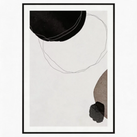 Grande peinture abstraite Wabi Sabi sur toile avec cadre noir et passe-partout blanc, art mural texturé aux tons terreux