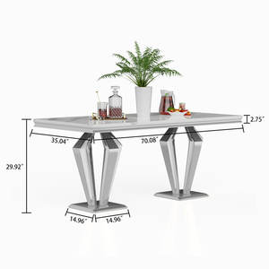 Juego de Mesa y Sillas de Comedor de Acero Inoxidable con Cubierta de Mármol Gris Moderno para Apartamento a Bajo Precio - Product Image 3