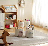 Bolsa de Almacenamiento de Fieltro de Algodón Ecológica y Económica con Cordón, Diseño Clásico Multifuncional con Estampado Animal, Adorable Organizador de Juguetes para Niños