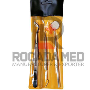 Ensemble d'instruments chirurgicaux dentaires manuels pour l'hygiène buccale, 3 pièces, miroir, pinces et détartreur en acier inoxydable - Product Image 3