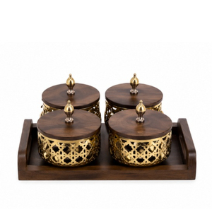 Juego de cuencos de acero inoxidable al por mayor con bandeja de madera, plato moderno para servir condimentos y aperitivos, para nueces, dulces, mesa del hogar - Product Image 4