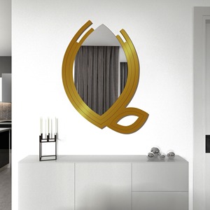 Premium design Leaf shape gold metal wall mirror decorative mirror modern wall decor living room bedroom hotel mirror - Product Image 3