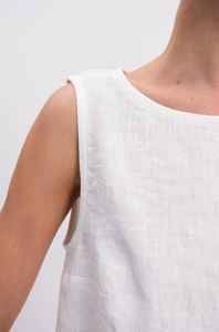 Chemisier d'été décontracté élégant pour femme, style vintage, 100 % lin, sans manches, col en V, coupe portefeuille, idéal pour le bureau, ODM - Product Image 5