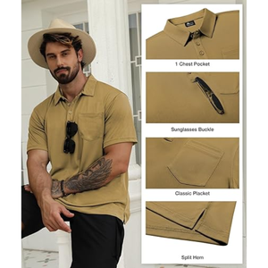 Camisas Polo de Manga Corta para Hombre, Paquete Múltiple, Absorben la Humedad, Casuales, para Golf y Trabajo - Product Image 3