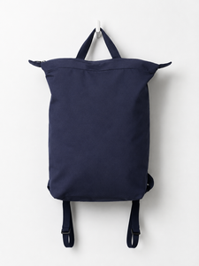 Navy Blue Softback <b>Backpack</b> With <b>Drawstring</b> Closure And Curved Shoulder Straps Unisex Minimalist Design For Daily Use - Product Image 2
