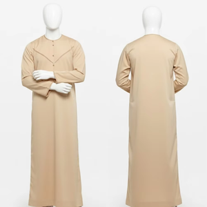 Wholesale Premium Cotton Stand Collar Modest <b>Men's</b> Islamic Eid Plus Size Loose Fit Floor Length Short Sleeve Quick Dry - Product Image 1